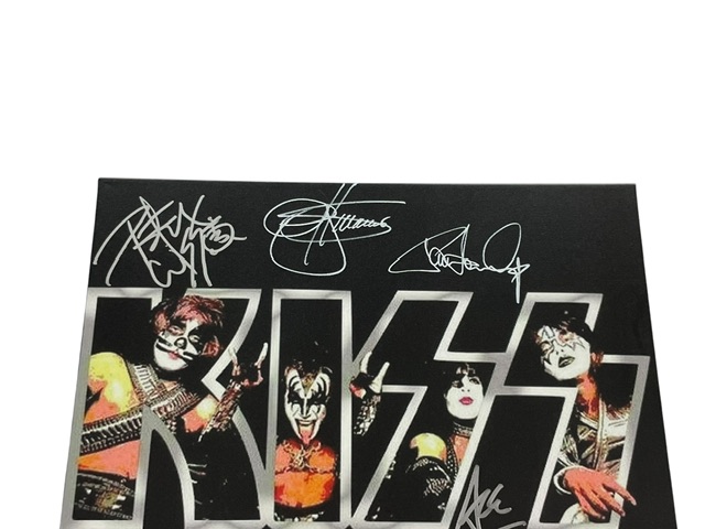 KISS Rare Band Signed Canvas Gene Simmons Paul Stanley Ace Frehley Peter Criss - Image 2
