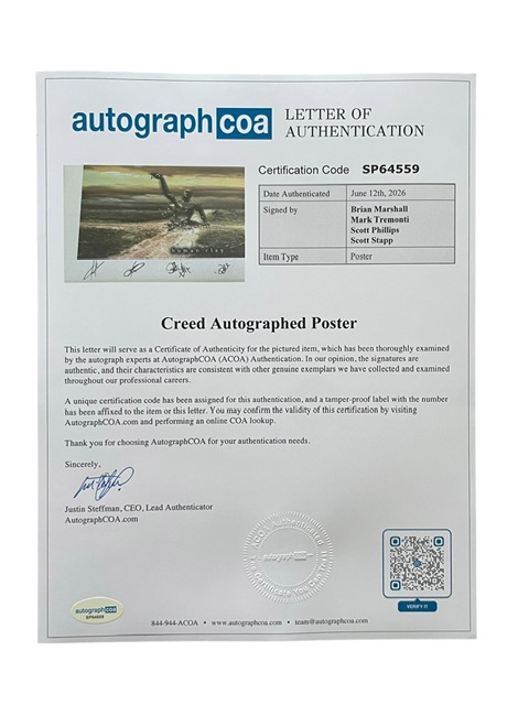 Creed Band Signed Limited Edition Lithograph Poster Mark Tremonti Scott Stapp - Image 2