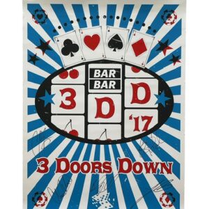 3 Doors Down Band Signed Poster 2017 Rockin’ The Country Tour Brad Arnold ACOA