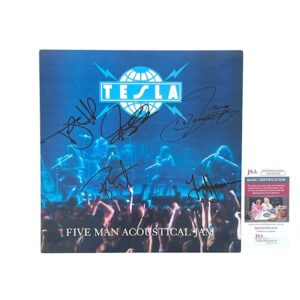 Tesla Band Signed Five Man Acoustical Jam Promo Poster All 5 Original Members 🔥