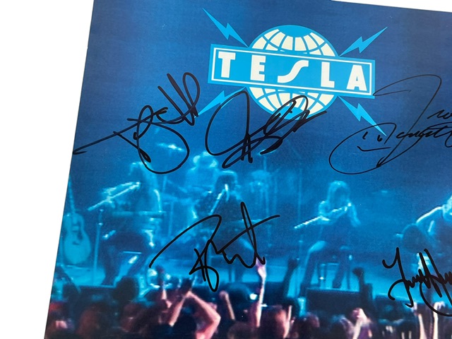 Tesla Band Signed Five Man Acoustical Jam Promo Poster All 5 Original Members 🔥 - Image 2
