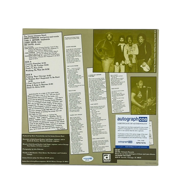 Jimmy Johnson Band Autographed North South Vinyl Album Record Blues - Image 2