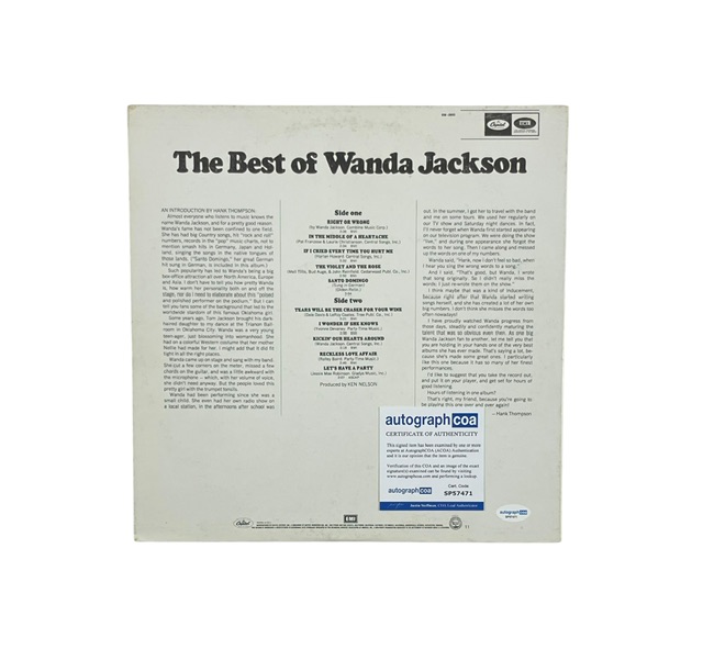 Wanda Jackson Autographed The Best of Wanda Jackson Vinyl Album R&R Hall Of Fame - Image 3