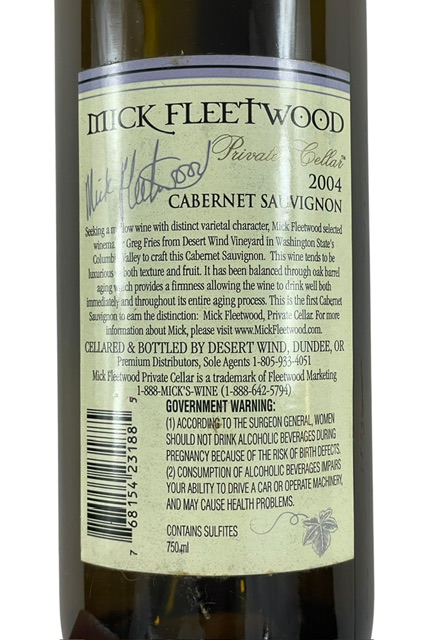 Mick Fleetwood Autographed 2004 Private Seller Wine Bottle Fleetwood Mac ACOA - Image 3
