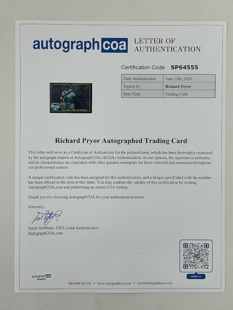 Richard Pryor Autographed Superman Topps Trading Card ACOA - Image 2