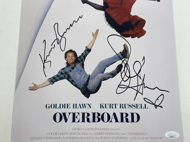 Overboard Cast Autographed Kurt Russell Goldie Hawn 11x17 Movie Poster 1987 JSA - Image 2
