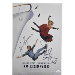 Overboard Cast Autographed Kurt Russell Goldie Hawn 11x17 Movie Poster 1987 JSA