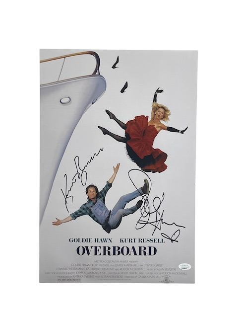 Overboard Cast Autographed Kurt Russell Goldie Hawn 11x17 Movie Poster 1987 JSA